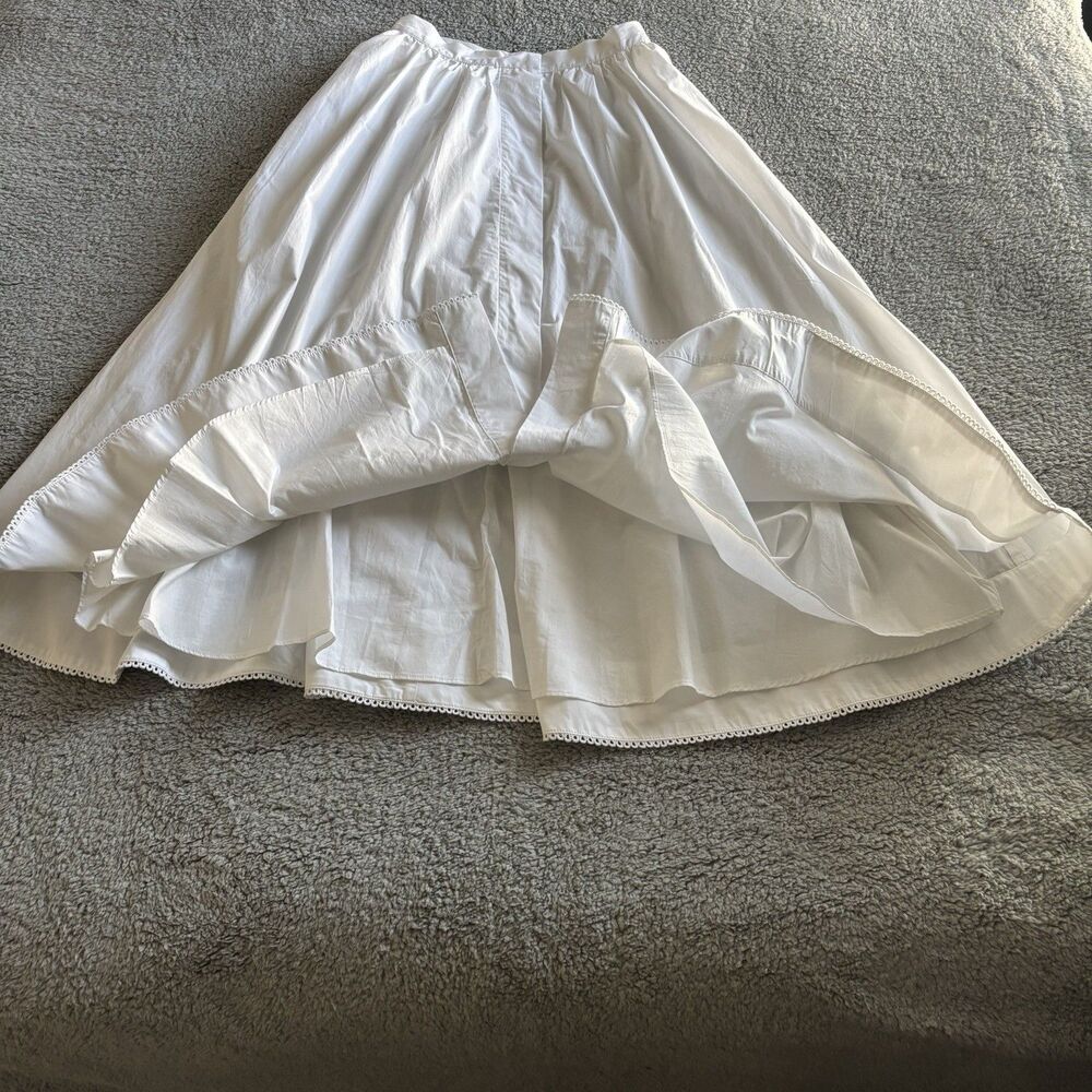 Zara 100% Cotton Poplin Midi Skirt Sz XS White - Picture 6 of 11